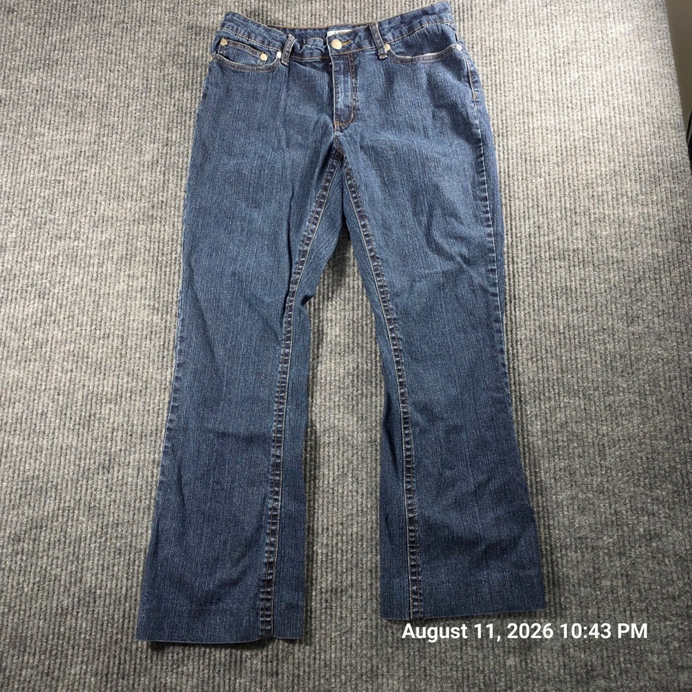 Cato Womens Medium Wash Bootcut Jeans Blue Embroidered Back Pockets Size 10